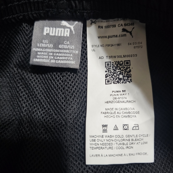 NWT PUMA Boys 2pc Tracksuit Jacket Joggers Black Red Set Size L 10/12 - Picture 14 of 15